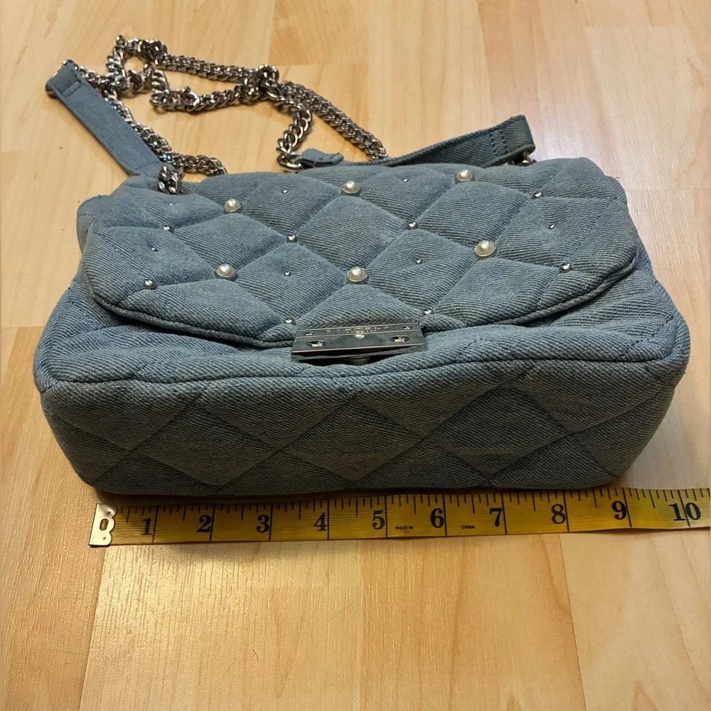 Kurt Geiger Quilted Blue Chain-Handle Shoulder Bag